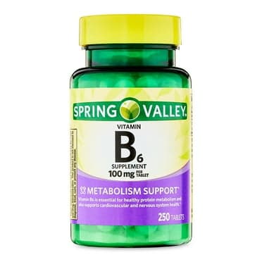 Supplément De Vitamine B6 SPRING VALLEY, Pour Le Bon Fonctionnement du Métabolisme, 250 Comprimés