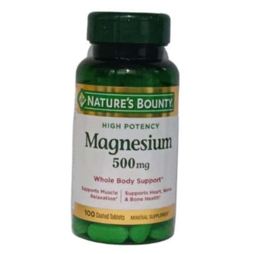 Supplément De Magnésium NATURE'S BOUNTY, 500 mg, Pour Soulager Les Symptômes De Carence, 100 Comprimés