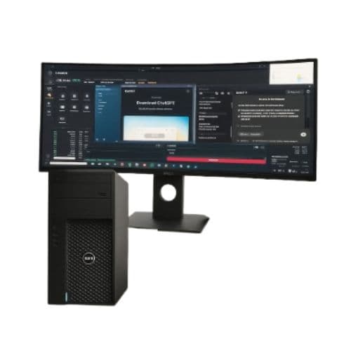 Station de travail Dell Precision Tower 3620,Intel Core i7-6700, 32 Go de RAM, un SSD de 128 Go et un disque dur de 500 Go avec moniteur Dell incurvé P3418HW Garantie 1 mois